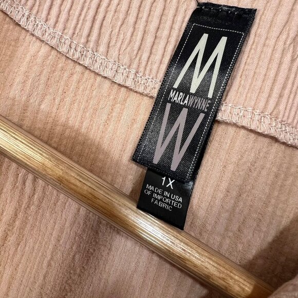 Marla‎ Wynne Womens Textured Crepe Button Up Collared Blouse 1X Mauve Lagenlook - Picture 3 of 4